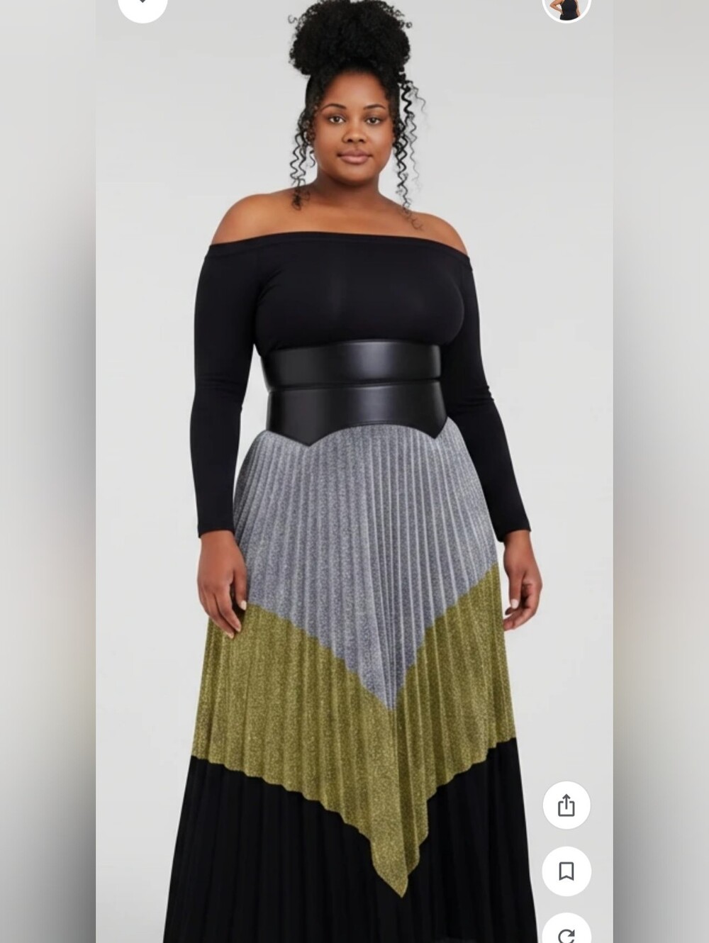 Eien Sparkle Colorblock Maxi Skirt - Silver, Gold & Black